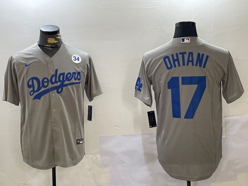 Men Los Angeles Dodgers #17 Ohtani Grey Game 2024 Nike MLB Jersey style 11202